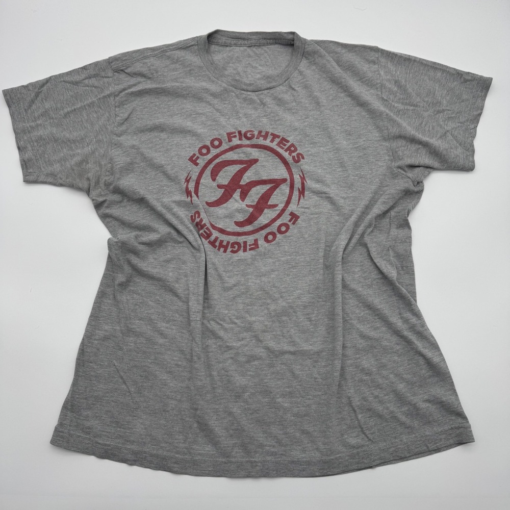 Foo Fighters Graphic T-Shirt Mens XL Gray Short Sleeve Rock Band Logo Tee